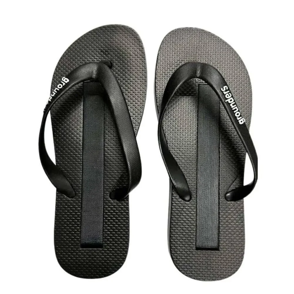 EARTHING GROUNDERS BLACK GROUNDING FLIP FLOPS SANDALS MENS SIZE 9 EUR 42 NEW